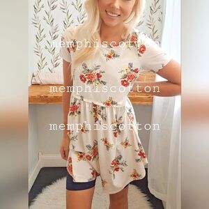 Pink Coconut Floral Baby Doll Mini Tunic Dress - Medium